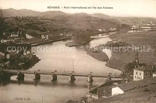 Behobie Fliegeraufnahme Pont International et l`ile des Faisans Behobie