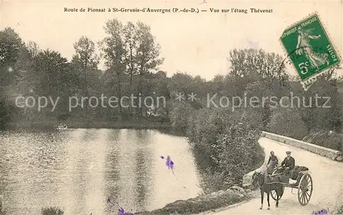 Saint Gervais d_Auvergne Etang Thevenet Pferdekutsche Saint Gervais d Auvergne