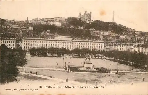 Lyon_France Place Bellecour et Coteau de Fourviere Lyon France