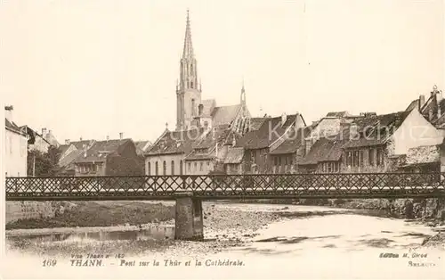 Thann_Haut_Rhin_Elsass Pont sur la Thur et la Cathedrale Thann_Haut_Rhin_Elsass