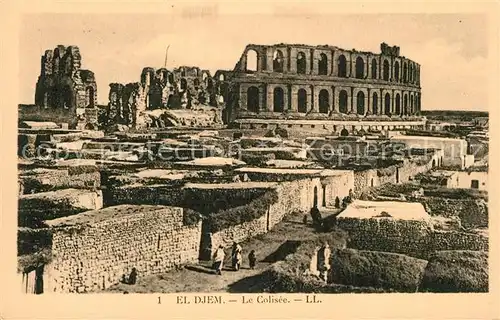 El Djem Le Colisee Ruines Antike Staette El Djem