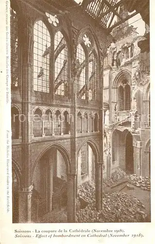 Soissons_Aisne La coupure de la Cathedrale Nov 1918 Soissons Aisne