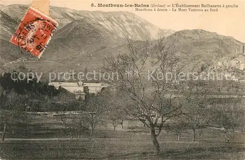 Montbrun les Bains Etablissement Reilhanette a gauche Le Mont Ventoux au fond Montbrun les Bains