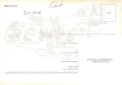 Sicilia Landkarte Mittelmeerinsel Sicilia