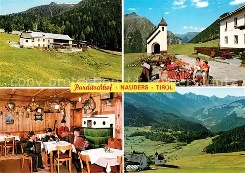 Nauders_Tirol Gasthaus Jausenstation Parditschhof Kapelle Landschaftspanorama Alpen Nauders Tirol