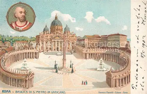 Roma_Rom Basilica S. Pietro Vaticano Litho  Roma_Rom