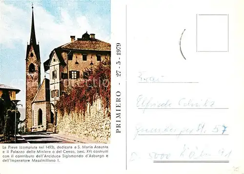 Primiero Chiesa La Pieve Hotel Iris Speisekarte Primiero