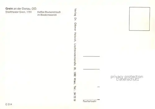 Grein_Donau_Oberoesterreich Schiffsanleger Stadttheater Kaffee Blumenstraeussl Biedermeierstil Grein_Donau