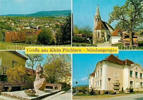 Klein Poechlarn Gesamtansicht Motiv mit Kirche Skulptur Statue Klein Poechlarn