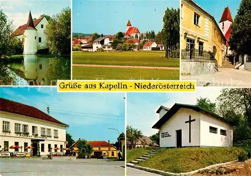 Kapelln Wasserschloss Rassing Motiv mit Kirche Gasthof Kapelle Kapelln