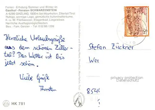 Ginzling Gasthof Pension Schwarzenstein Restaurant Ginzling