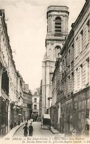 Arras_Pas de Calais Rue Saint Nicolas et lEglise Saint Jean Baptiste Arras_Pas de Calais