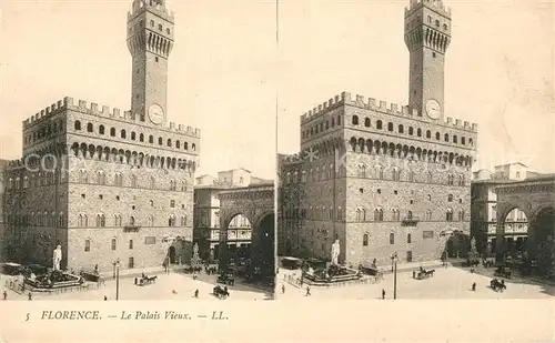 Firenze_Toscana Stereoscopkarte Palais Vieux Firenze Toscana