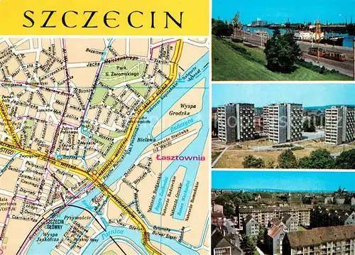 Szczecin_Stettin Stadtplan Stadtzentrum Hafen Oder Siedlung Hochhaeuser Szczecin_Stettin