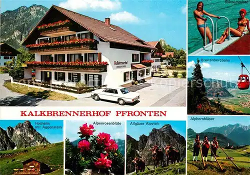 Steinach_Pfronten Kalkbrennerhof Hotel Pension Garni Hochalm Aggenstein Alpenrosen Alpvieh Alphornblaeser Bergbahn Steinach Pfronten
