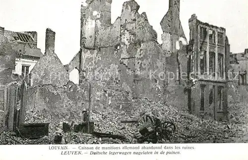 Louvain_Flandre Caisson de munitions allemand abandonne dans les ruines Grande Guerre Truemmer 1. Weltkrieg Louvain_Flandre