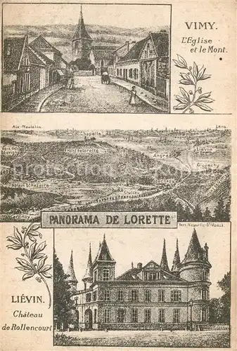 Vimy Eglise et le Mont Panorama de Lorette Lievin Chateau de Rollencourt Vimy