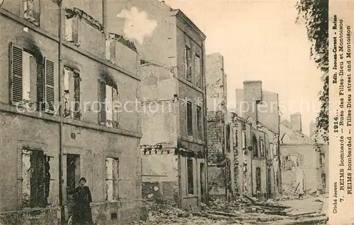 Reims_Champagne_Ardenne bombardee Rues des Filles Dieu et Montoison Grande Guerre Truemmer 1. Weltkrieg Reims_Champagne_Ardenne