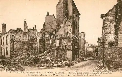 Reims_Champagne_Ardenne Le Crime de Reims Rue des Deux Anges Ruines Grande Guerre Truemmer 1. Weltkrieg Reims_Champagne_Ardenne