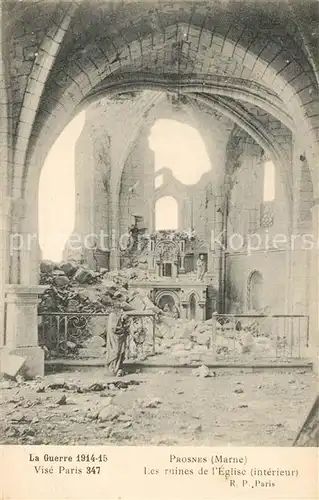 Prosnes Ruines de l eglise interieur Grande Guerre Truemmer 1. Weltkrieg Prosnes