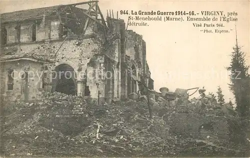 Virginy Ensemble de l eglise detruite Ruines Grande Guerre Truemmer 1. Weltkrieg Virginy