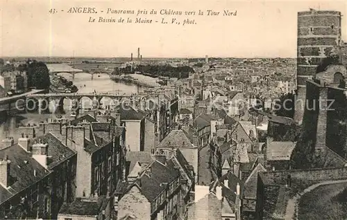 Angers Panorama pris du Chateau vers la Tour Nord Le Bassin de la Maine Angers