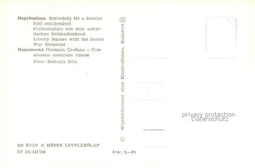 Nagykanizsa Freiheitsplatz mit dem sowjetischen Heldenedenkmal Nagykanizsa