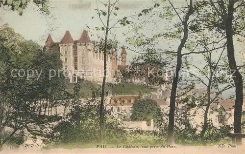 Pau Chateau vue prise du parc Pau