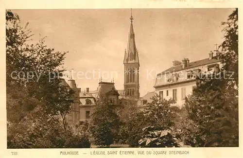 Mulhouse_Muehlhausen Eglise Saint Etienne vue du Square Steinbach Mulhouse Muehlhausen