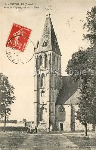 Brezolles Tour de l Eglise vue de la Place Brezolles