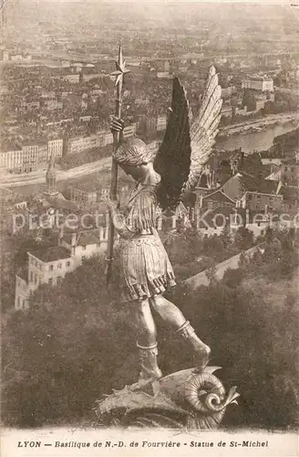 Lyon_France Basilique Statue de St Michel Lyon France