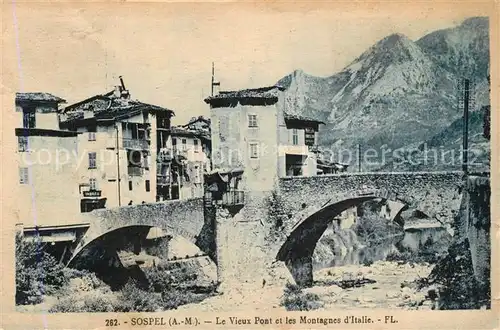 Sospel Vieux pont et les Montagnes d Italie Sospel