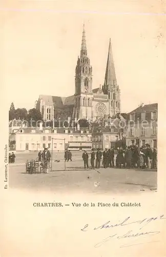 Chartres_Eure_et_Loir Cathedrale vue de la Place du Chatelet Chartres_Eure_et_Loir