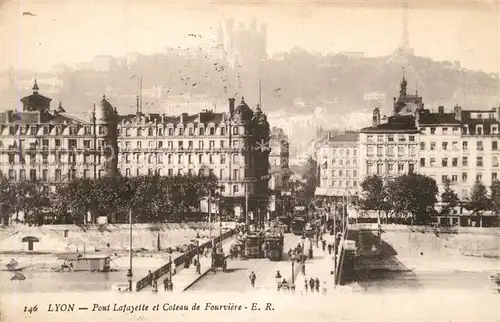 Lyon_France Pont Lafayette et Coteau de Fourviere Lyon France