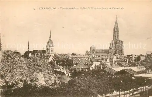 Strasbourg_Alsace Panorama Eglise Saint Pierre le Jeune et la Cathedrale Strasbourg Alsace