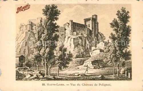 Polignac_Haute Loire Chateau Werbung Maggi Dessin Kuenstlerkarte Polignac Haute Loire