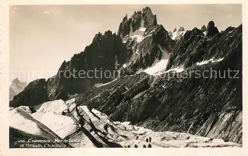 Chamonix Mer de Glace et Grands Charmoz Gletscher Gebirgspanorama Mont Blanc Gruppe Chamonix