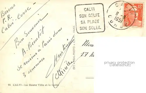 Calvi La Haute Ville et le Golfe Calvi