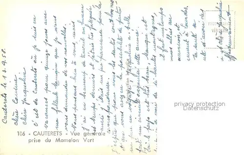 Cauterets Vue generale prise du Mamelon Vert Cauterets