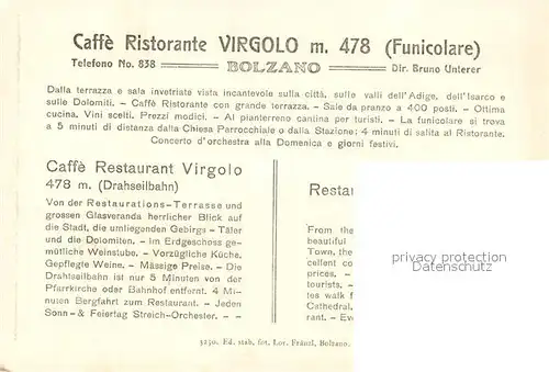 Bolzano Funicolare del Virgolo Caffe Ristorante  Bolzano