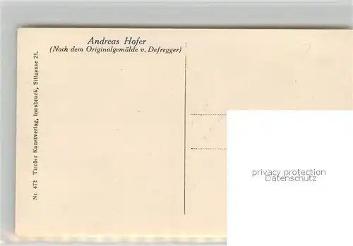 Hofer_Andreas K?nstlerkarte Defregger  Hofer Andreas