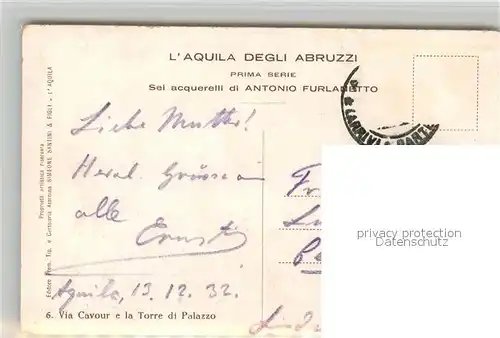 L_Aquila Via Cavour Torre di Palazzo Antonio Furlanetto L_Aquila
