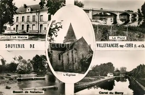 Villefranche sur Cher Mairie Pont Bassin de Natation Canal du Berry Eglise Villefranche sur Cher