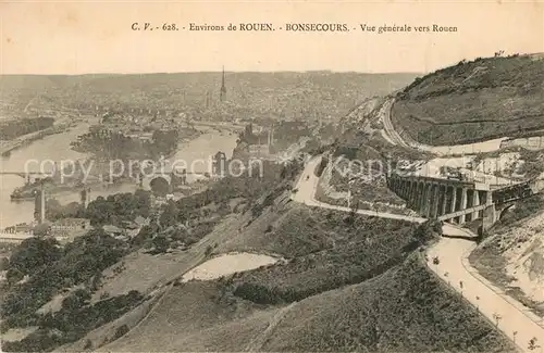 Bonsecours_France Vue generale vers Rouen Bonsecours France