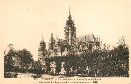 Evreux Cathedrale vue prise du Boulevard de Chambaudoin Evreux