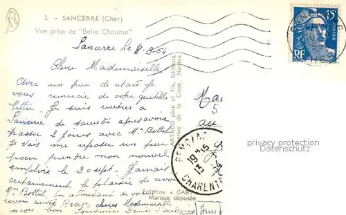 Sancerre Vue prise de Belle Chaume Paysage Sancerre