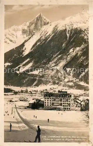 Chamonix en hiver Piste de Luges et Aiguille Verte Alpes Chamonix