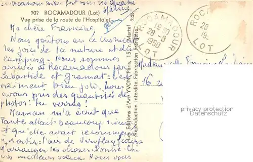 Rocamadour Vue prise de la route de l`Hospitalet Rocamadour