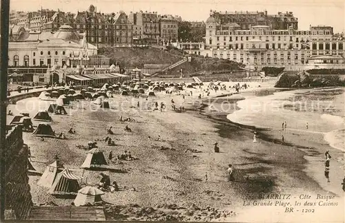 Biarritz_Pyrenees_Atlantiques Grande Plage et deux Casinos Biarritz_Pyrenees