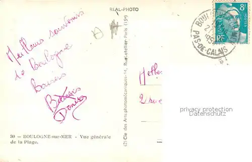 Boulogne sur Mer Vue generale de la Plage Boulogne sur Mer